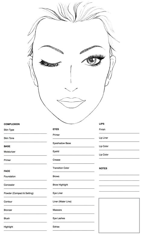 Makeup Face Charts Printable