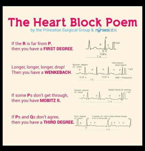 Cardiac Rhythms Medical School Studying Heart Block Poem Nursing