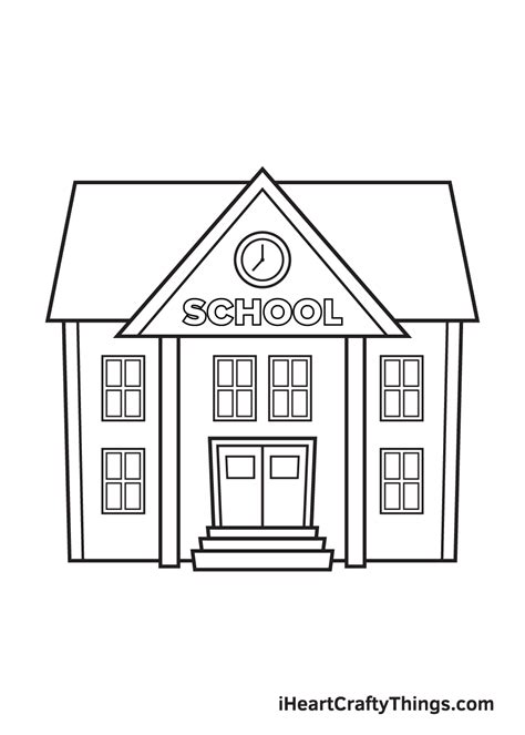 How To Draw A School Building For Kids