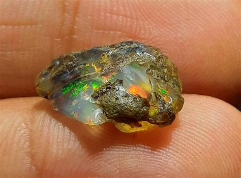 Ethiopian Opal Specimen Rough Gemstone Multi Fire Opal Loose Etsy