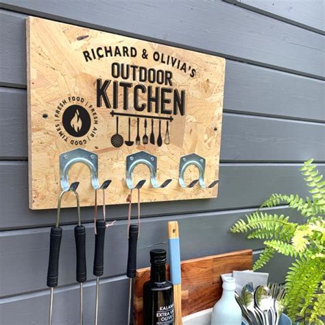 Personalised Outdoor Kitchen Sign With Hooks Delightful Living