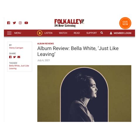 Folk Alley Reviews Bella Whites New Album Just Like Leaving