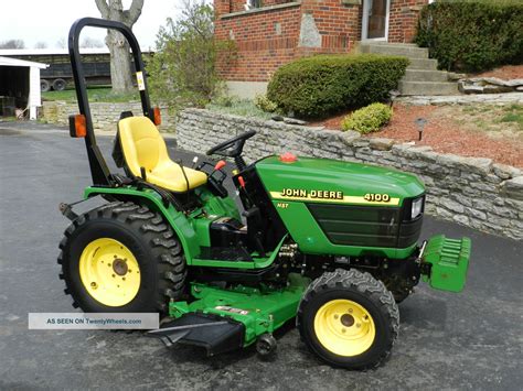John Deere 4100 Compact Tractor And 54 In Belly Mower 4x4 450 Hrs