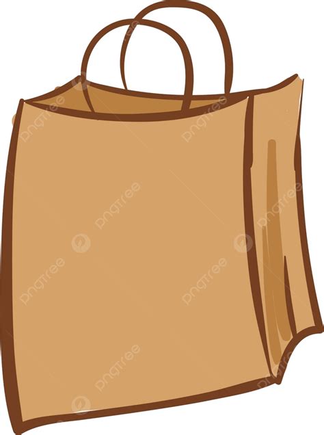 Brown Paper Bag Vector Or Color Illustration Drawing Product Plain