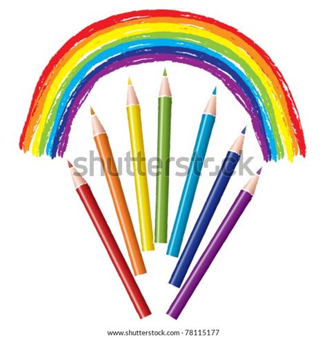 Vector Set Colored Pencils Rainbow Stock Vector Royalty Free 78115177