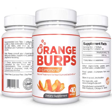 Buy Orange Burps D Limonene Softgels Orange Peel Extract For