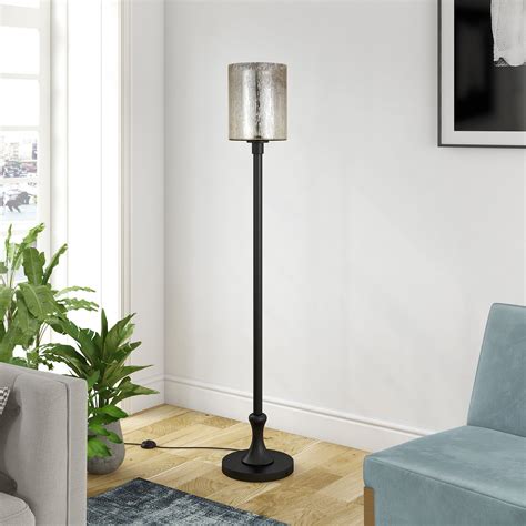 Evelynandzoe Traditional Metal Floor Lamp With Mercury Glass Shade