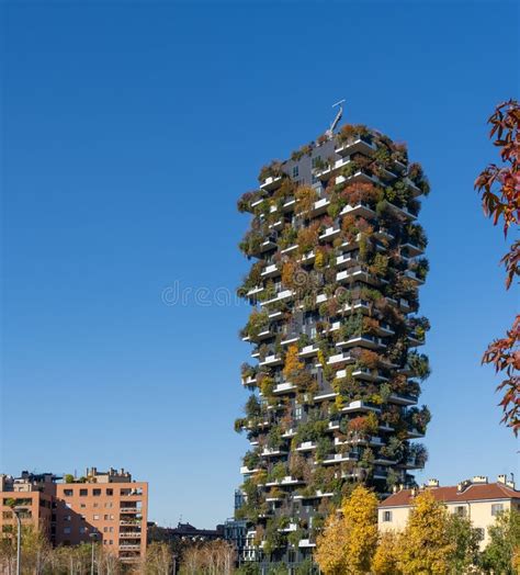 Milano Italy Bosco Verticale View At The Modern And Ecological