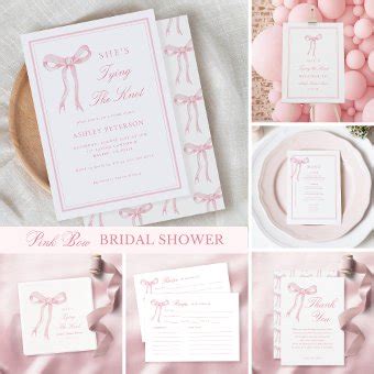 Pink Bow She S Tying The Knot Bridal Shower Invitation Zazzle