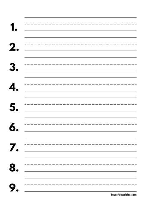 Handwriting Paper Free Printable Numbered List Free Printable