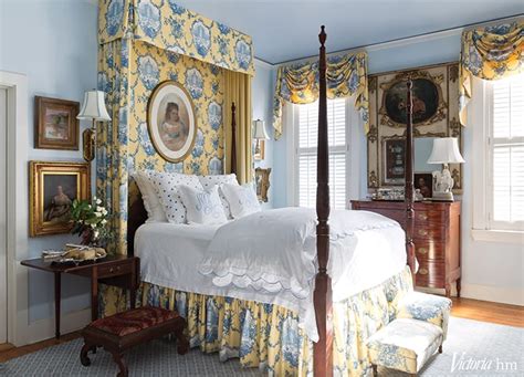 Marsha Mason Four Poster Tester Bed Blue Yellow Toile Bedroom D