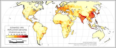 Density Levels For Various Areas Of The World The Highest And Lowest