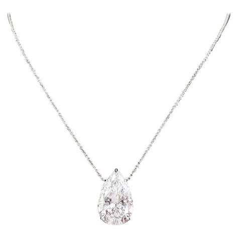 Issac Nussbaum GIA Certified 3 82 Carat Pear Shape Diamond Pendant