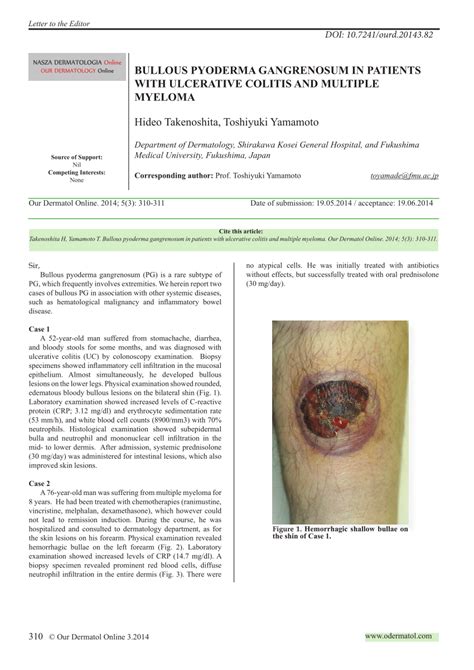 Pdf Bullous Pyoderma Gangrenosum In Patients With Ulcerative Colitis