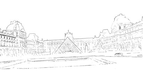 Stock Pictures Louvre Museum Exterior Silhouettes And Sketches