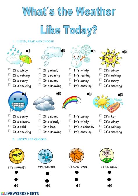 Whats The Weather Like Today Interactive Worksheet