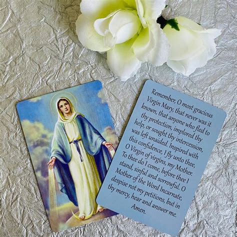 Memorare Prayer Virgin Mary Prayer Card Mother Of God Prayer Etsy India
