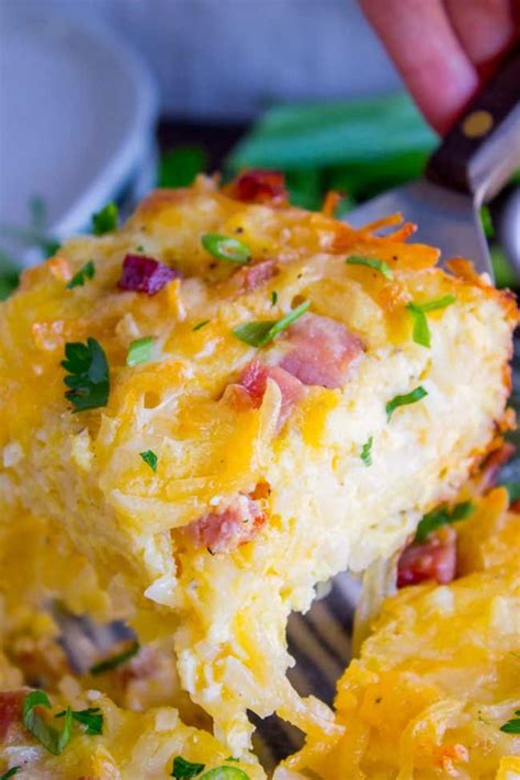 Make ahead breakfast casserole with hash browns, egg bake recipe, sausage egg hash brown breakfast casserole recipe, overnight egg. Cheesy Overnight Hashbrown Breakfast Casserole - The Food ...