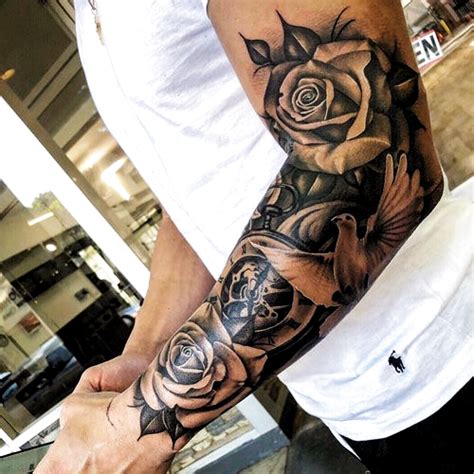Flower Sleeve Tattoo Best Half Sleeve Tattoos For Men Cool Upper Arm