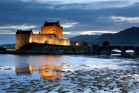 Eilean Donan Castle At Twilight Scotland Stock Photo Image Of