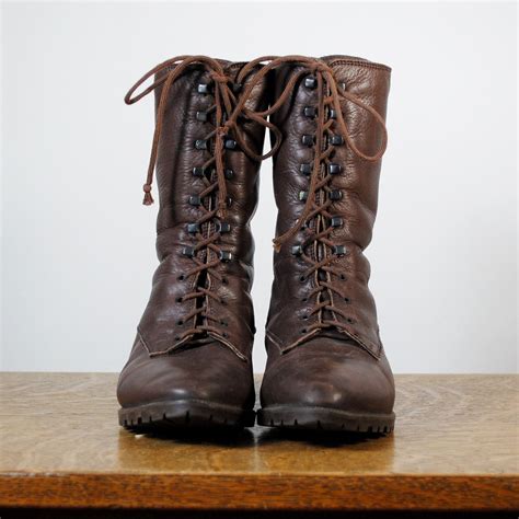 Vintage Boots Brown Leather Lace Up Boots Size 5 By Maisondhibou