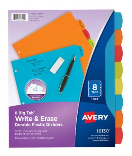 Avery® Big Tab Write And Erase Plastic Tab Dividers Multicolor 1 Ct