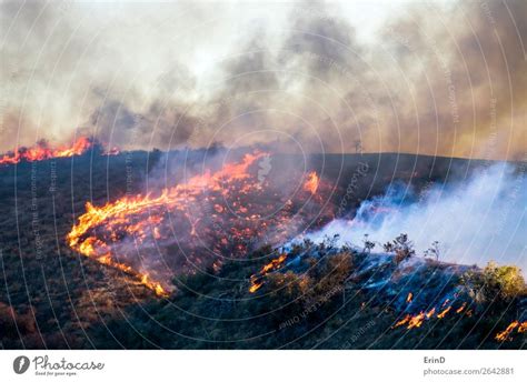 Flames And Smoke With Burning Landscape A Royalty Free Stock Photo