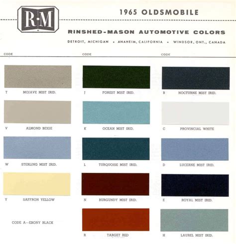 Vintage Oldsmobile Colors Vintage Paint