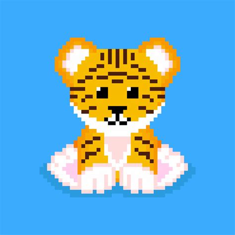 Personaje De Tigre En Estilo Pixel Art 4829281 Vector En Vecteezy