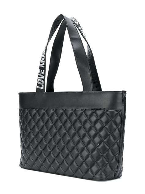 Love Moschino Diamond Quilted Tote Bag In Black Lyst