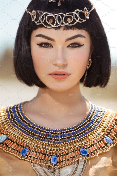 Beautiful Woman With Fashion Makeup And Hairstyle Like Egyptian Queen Beauty And Fashion Stock