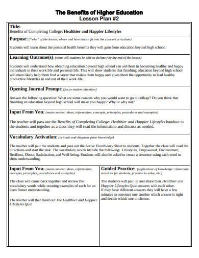 11 Higher Education Lesson Plan Templates In Pdf Doc