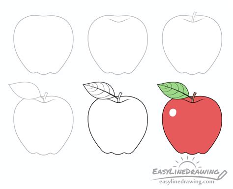 How To Draw An Apple Step By Step Easylinedrawing Drawing Apple