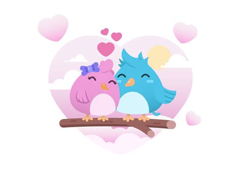 Two Cute Birds In Love Vector Art At Vecteezy