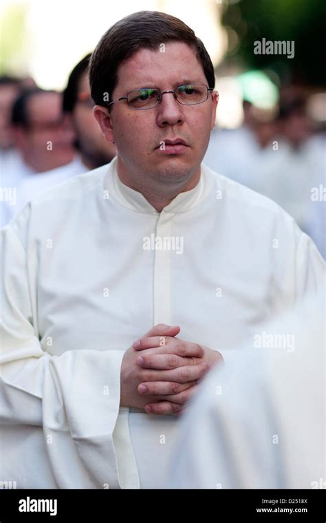Seville Spain A Seminarian At The Corpus Christi Procession Stock