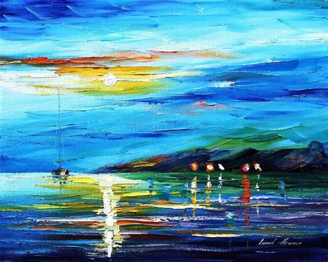 Moon Imagination Palette Knife Oil Painting On Canvas By Leonid