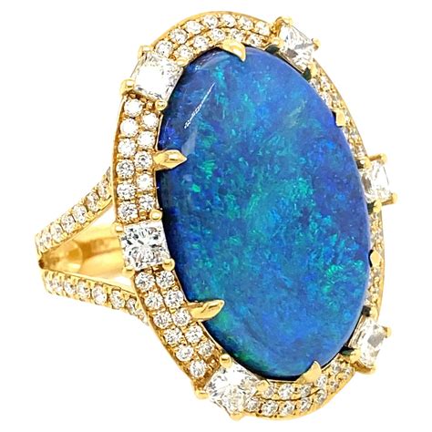 Tiffany And Co 1056 Carat Black Opal Diamond Ring At 1stdibs