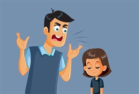 Angry Father Screaming At His Daughter Vector Illustration Stock Vector