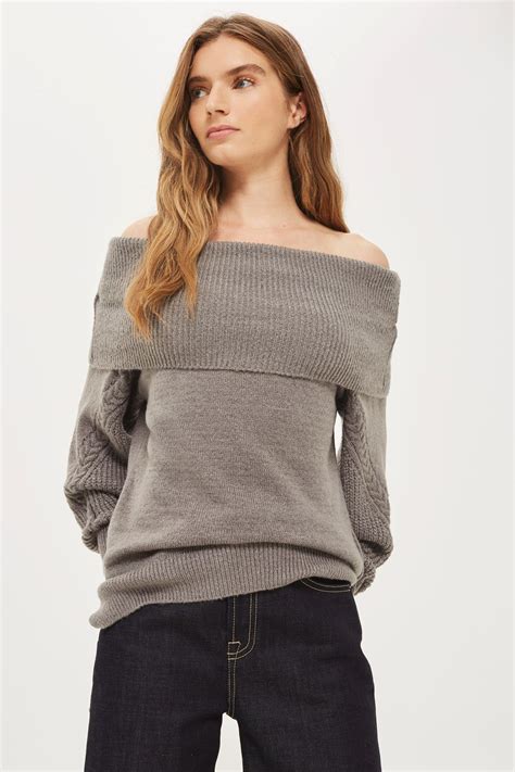 Cable Sleeve Bardot Jumper Long Cardigan Cropped Sweater Jumper