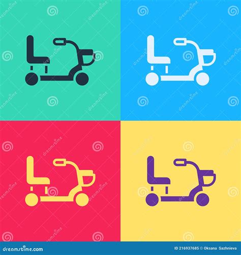 Pop Art Electric Wheelchair For Disabled People Icon Isolated On Color