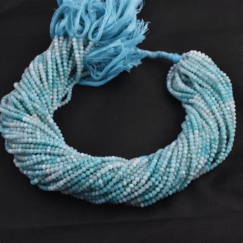 Natural Tiny Turquoise Shaded Faceted Rondelle Beads In 2020 Rondelle