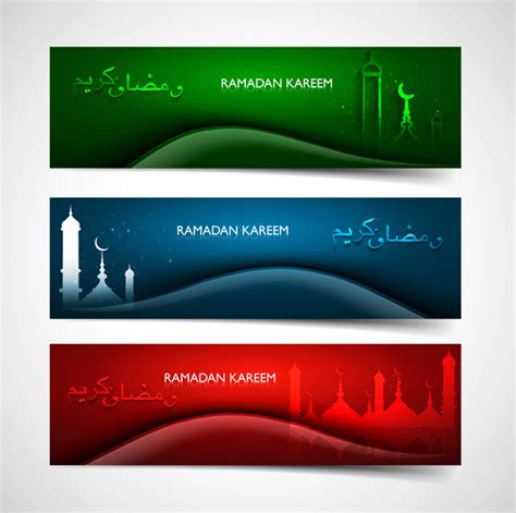 Header Ramadan Kareem Bright Colorful Wave Vector Vectors Graphic Art