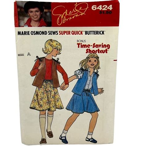 butterick office marie osmond vest skirt vintage sewing pattern 6424 sz 74 girls poshmark