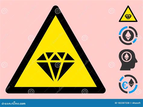 Vector Diamond Warning Triangle Sign Icon Stock Illustration