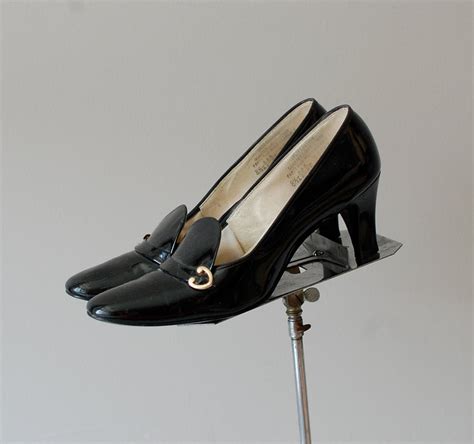 S A L E 1960s Shoes 60s Heels Brass Patent Shoes Etsy Patent