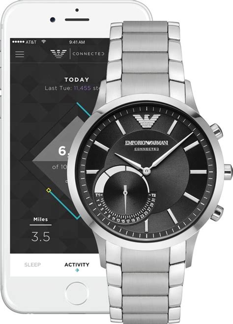 Emporio Armani Connected Hybrid Art3000 Smartwatch Heren Zilver