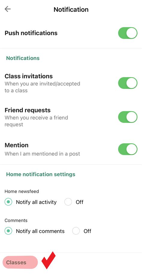 Changing Notification Settings Classting Support