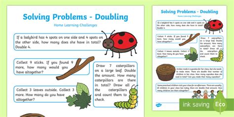 Eyfs Maths Solving Problems Doubling Home Learning Challenges