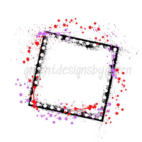 Splatter Paint Sublimation Border Frame Png Purple And Red Etsy In 2022