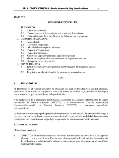 Tema 7 Regimenes Especiales Pdf Aduana Arancel